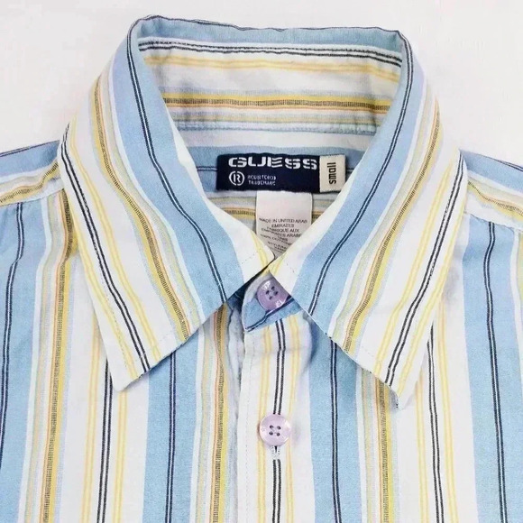 Guess Logo Tag Striped Long Sleeve Shirt Size S - Picture 1 of 7